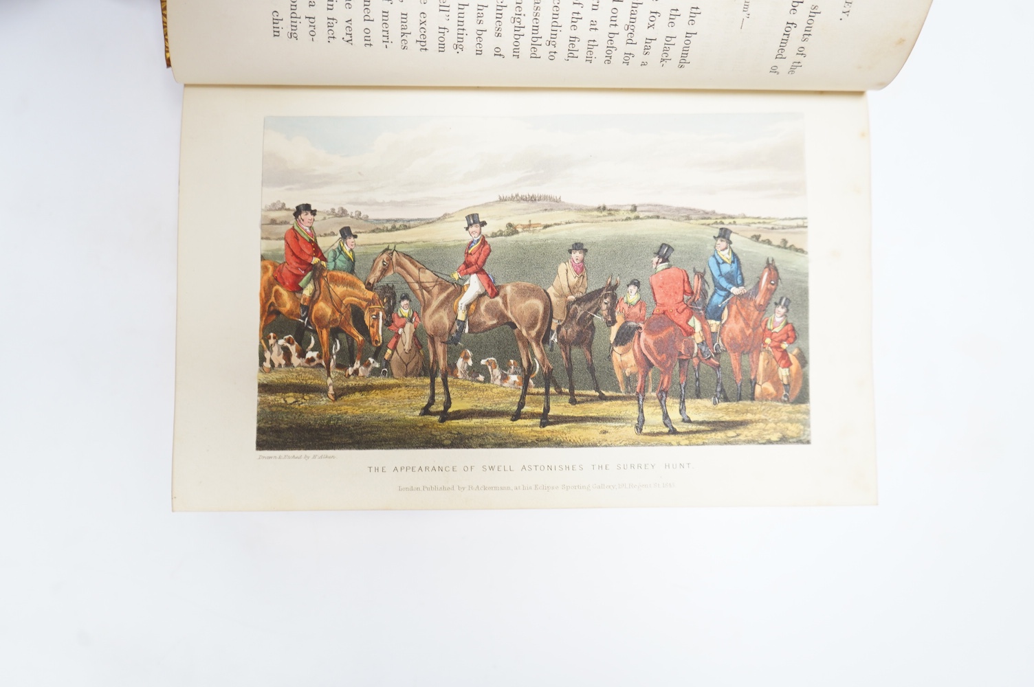 Surtees, Robert Smith - Jorrocks's Jaunts and Jollities, second edition, additional engraved pictorial title and 14 plates, all hand-coloured aquatints by Henry Alken, 8vo, calf gilt, bookplate of Walter Cunliffe, 1st Ba